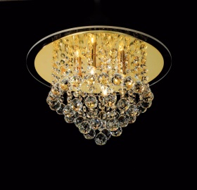 Atla French Gold Crystal Ceiling Lights Diyas Flush Crystal Fittings